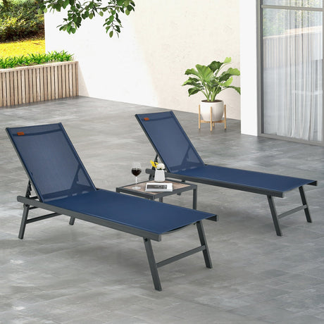 Set de 3 piezas de tumbona y mesa para patio, para piscina o jardín
