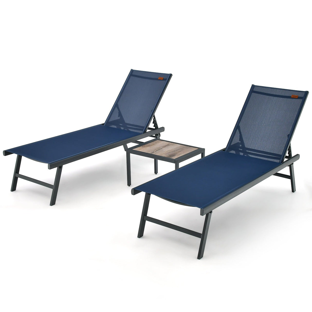 Set de 3 piezas de tumbona y mesa para patio, para piscina o jardín