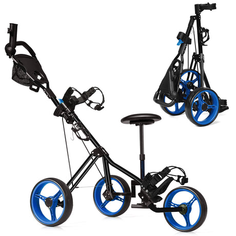 Carro de golf de 3 ruedas con panel de control y bolsa