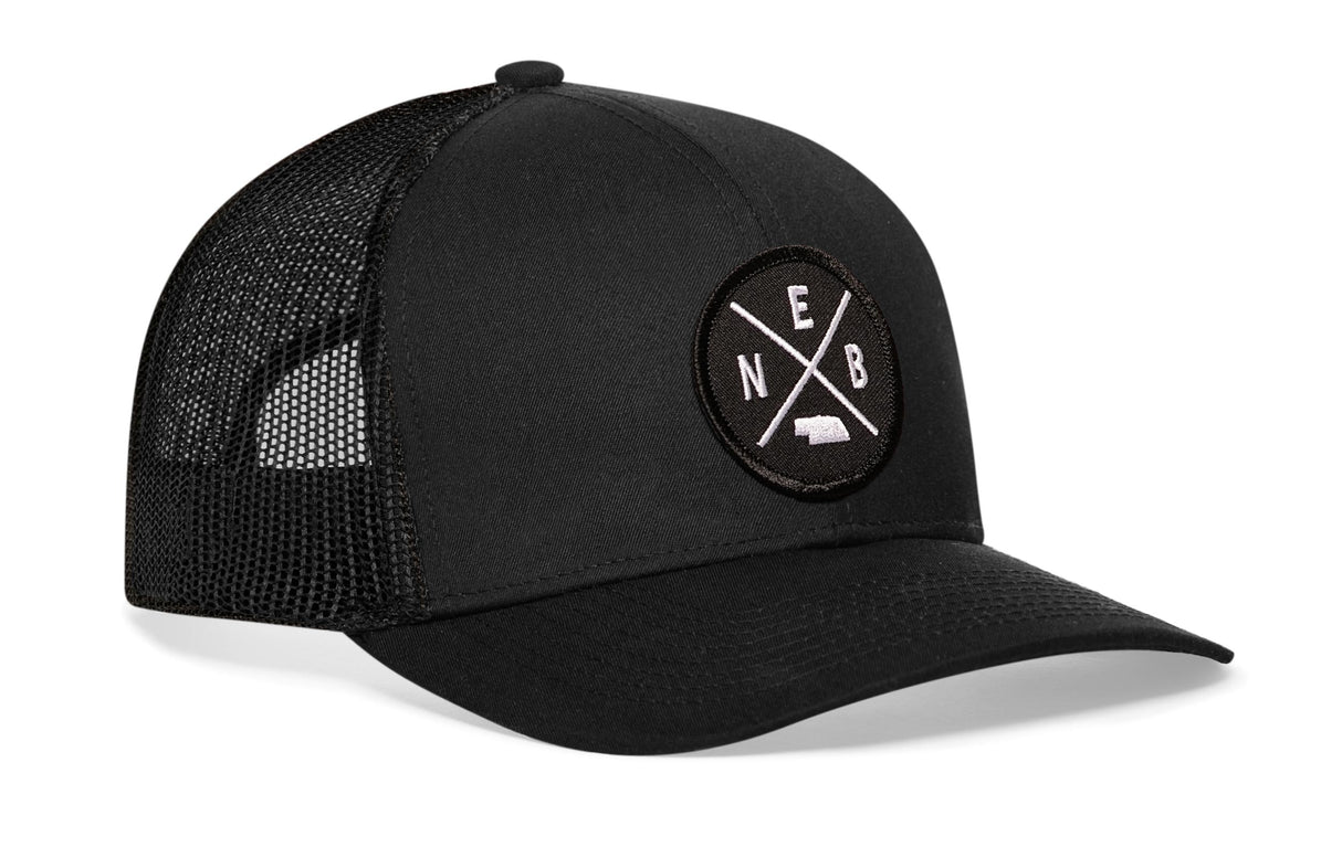 Nebraska Trucker Hat  |  Black NEB X Snapback