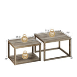 Juego de 2 mesas de centro nido apilables rectangulares - Gris