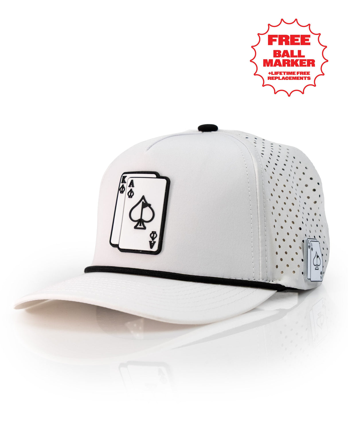 Gorra de Cuerda Perforada Ace/King Blanca
