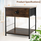 2 Tiers Nightstand with Open Storage Shelf for Living Room Bedroom
