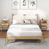Bamboo Nightstand with Storage Drawer and Slatted Shelf