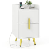 Nightstand Side Tables with 2 Drawers and 2 USB Ports
