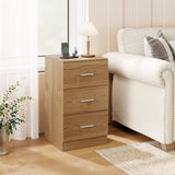 Nightstand with Charging Station End Table with 3 Storage Drawers Bedside Table for Bedroom