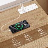 Nightstand with Charging Station End Table with 3 Storage Drawers Bedside Table for Bedroom