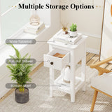 3-Tier Nightstand with Drawer and Open Storage Shelf