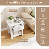Nightstand with Drawer 3-Tier Modern Bedside Table with Open Shelf and Storage