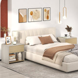 2-Tier Modern Style Nightstand with Drawer and Open Shelf-Oak