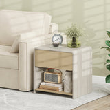 2-Tier Modern Style Nightstand with Drawer and Open Shelf-Oak