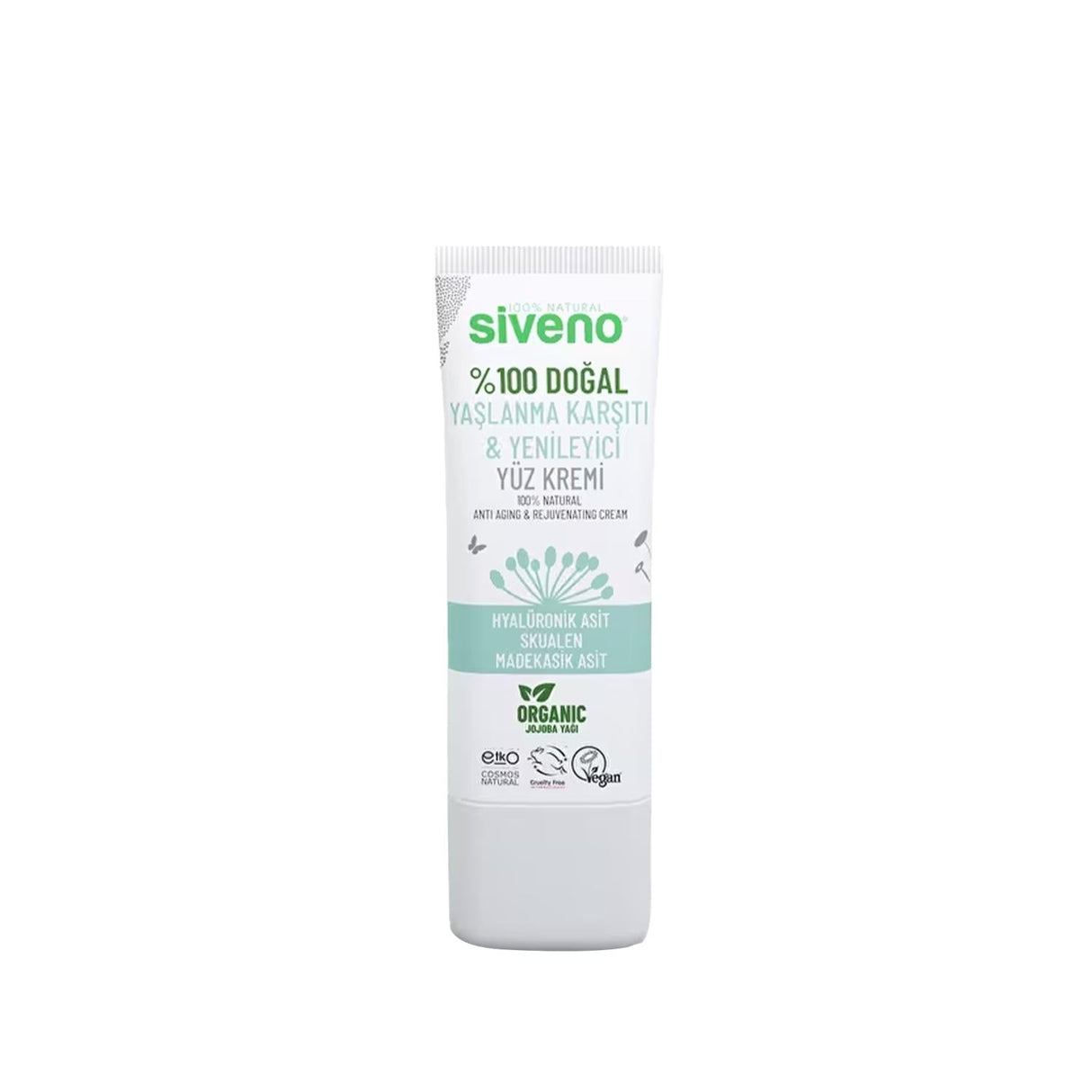 Siveno Natural Anti-Aging Face Cream - 100% Organic & Rejuvenating Facial Moisturizer for Aging Skin, 1.01 fl oz