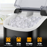 Máquina de hielo de mostrador con forma de pepita, con hielo masticable suave - Negro
