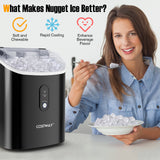 Máquina de hielo de mostrador con forma de pepita, con hielo masticable suave - Negro