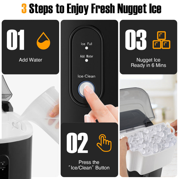 Máquina de hielo Nugget para encimera con hielo masticable blando