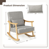 Nursery Rocking Accent Chair with Rubber Wood Armrests-Natural