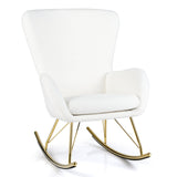 Nursery Rocking Chair with Curved Backrest and Armrests-White