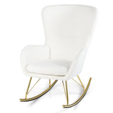 Nursery Rocking Chair with Curved Backrest and Armrests-White