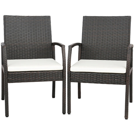 Juego de 2 sillones de comedor de mimbre para patio con cojines suaves con cremallera - Juego de 2