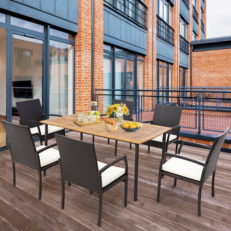 Juego de 2 sillones de comedor de mimbre para patio con cojines suaves con cremallera - Juego de 2