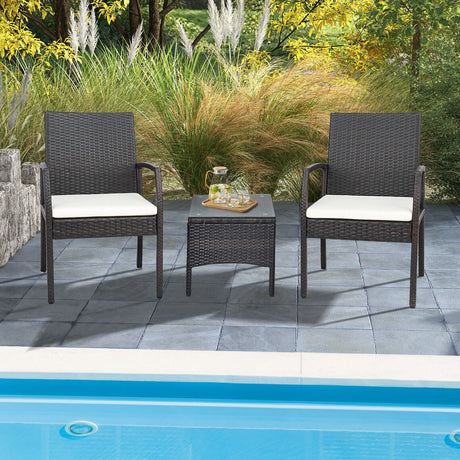 Juego de 4 sillas de comedor de mimbre para patio con cojines suaves con cremallera