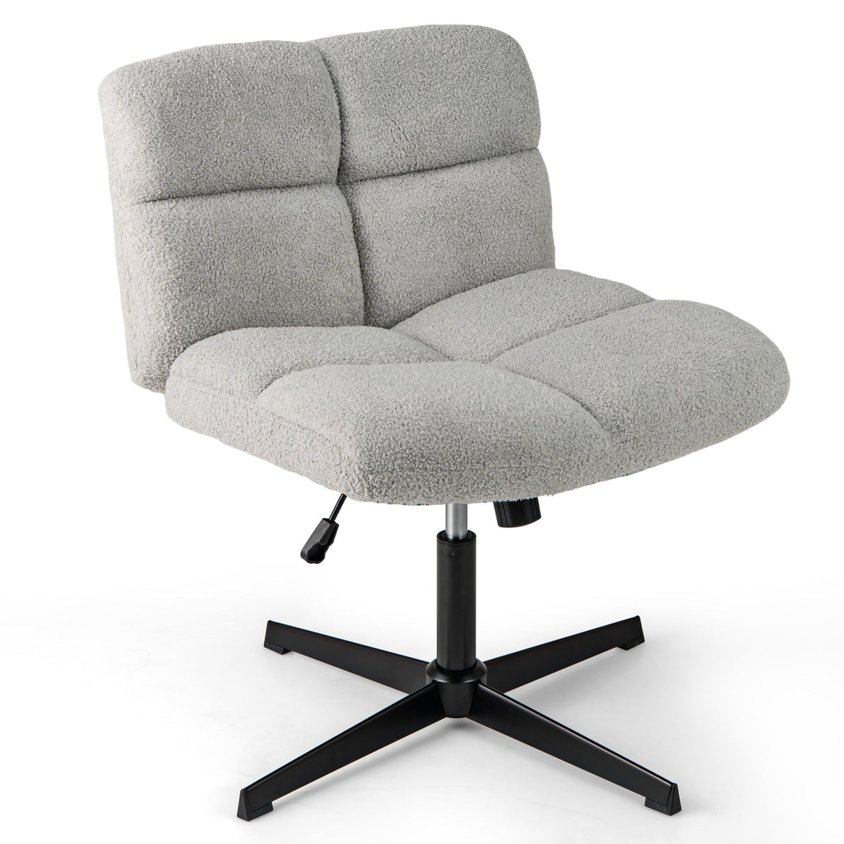Silla de oficina sin brazos con patas cruzadas, forro polar de imitación de cordero y altura ajustable