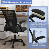 Silla de oficina ergonómica, silla giratoria ajustable con reposabrazos abatibles y respaldo reclinable - Negro