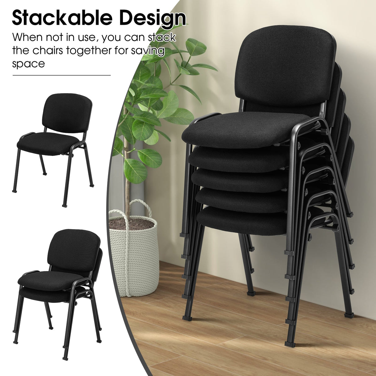 Silla de oficina con estructura metálica y cojines acolchados para sala de conferencias