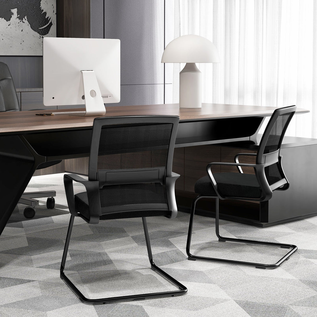 Silla de oficina para visitas con soporte lumbar para sala de espera