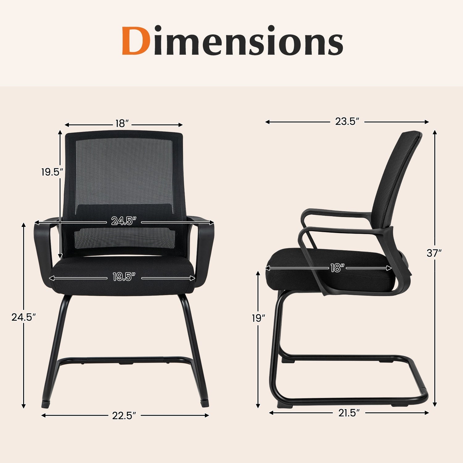 Silla de oficina para visitas con soporte lumbar para sala de espera