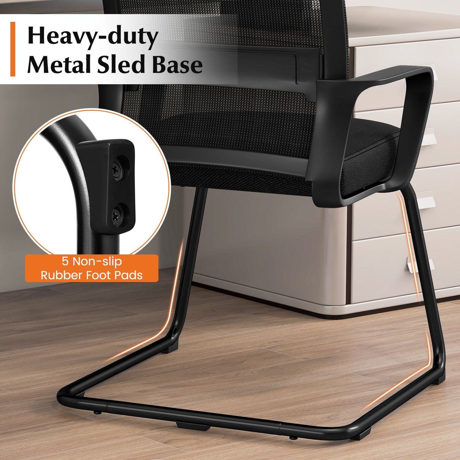 Silla de oficina para visitas con soporte lumbar para sala de espera