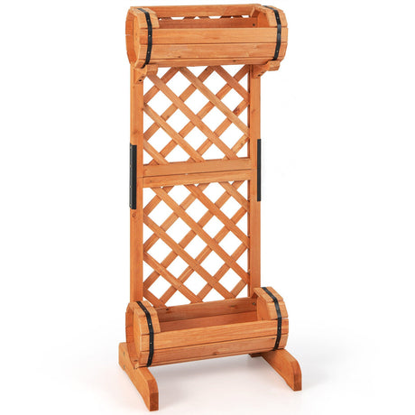 Huerto elevado de madera de 2 niveles con enrejado - Naranja