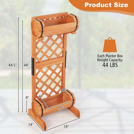 Huerto elevado de madera de 2 niveles con enrejado - Naranja