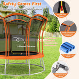 Cama elástica de 10 pies con forma de flor única y estructura de acero galvanizado