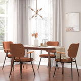 Set of 2 Modern Fabric Dining Chairs with Armrest and Curved Backrest