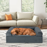 Cama ortopédica para perros, espuma viscoelástica con reposacabezas para perros grandes - Gris