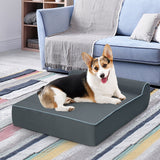 Cama Ortopédica para Perros con Cabecero y Funda Lavable Extraíble-Gris