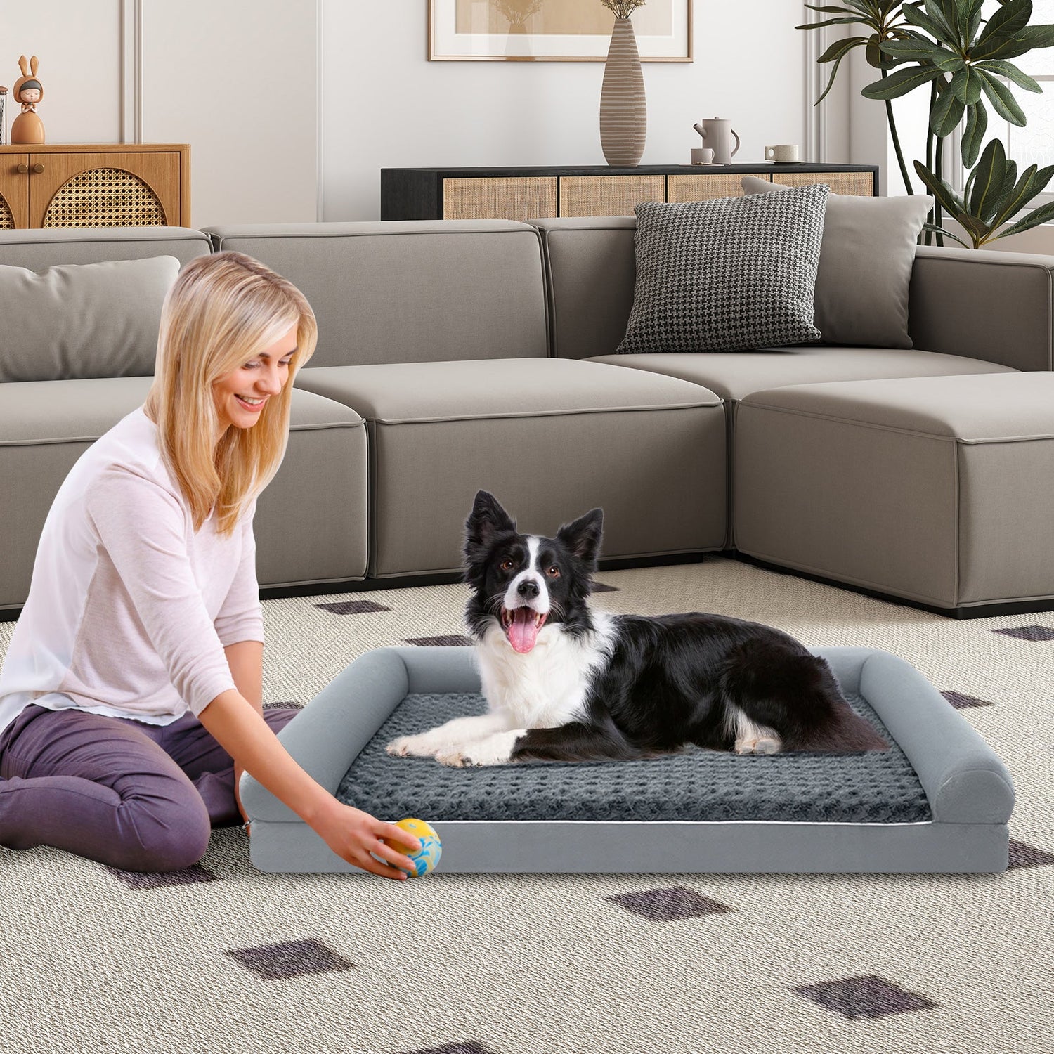 Cama ortopédica de espuma para perros, sofá cama grande con funda extraíble