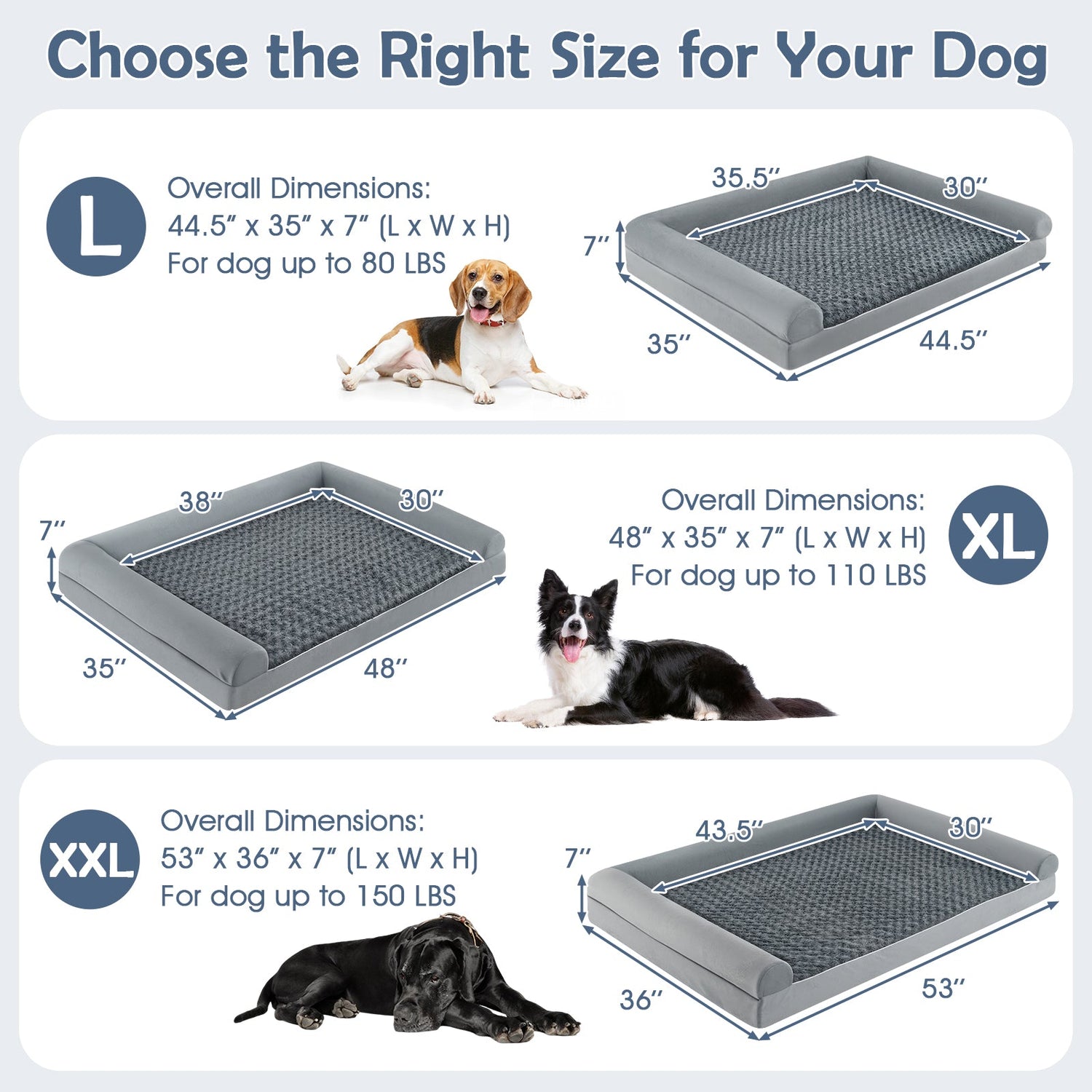 Cama ortopédica de espuma para perros, sofá cama grande con funda extraíble