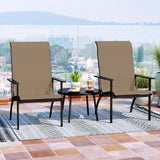 Sillón Adirondack de exterior con respaldo alto y estructura de metal para jardín o porche - Café