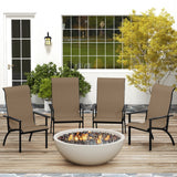 Sillón Adirondack de exterior con respaldo alto y estructura de metal para jardín o porche - Café