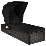 Outdoor Chaise Lounge Chair with Folding Canopy
