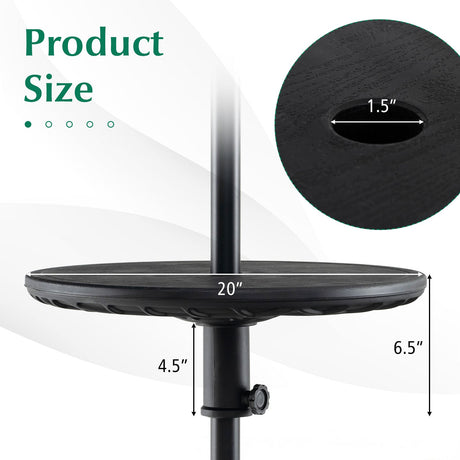 Mesa de sombrilla ajustable para exteriores de 20 pulgadas con orificio para sombrilla de 1.5 pulgadas