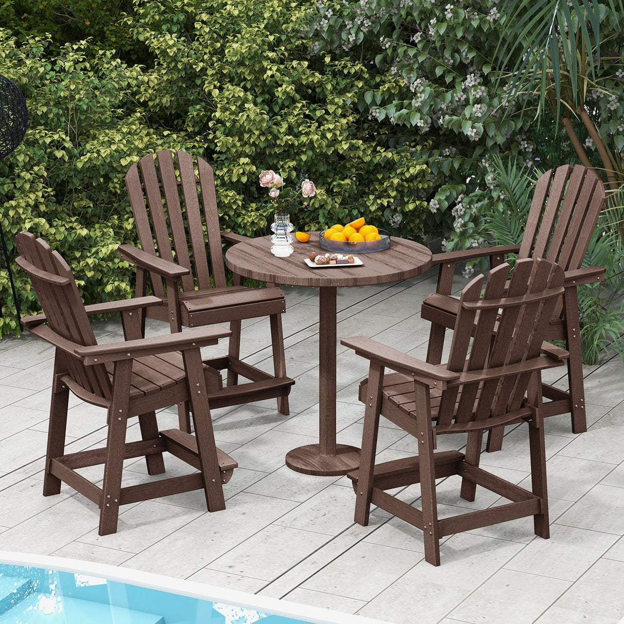 Sillón de patio de HDPE con reposabrazos y reposapiés para interior y exterior
