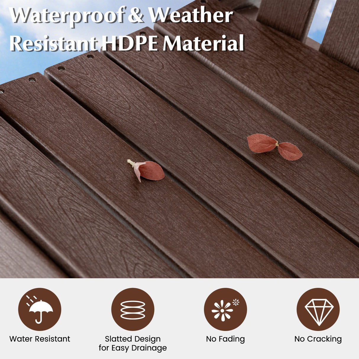 Sillón de patio de HDPE con reposabrazos y reposapiés para interior y exterior