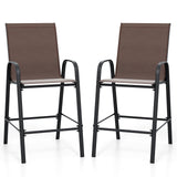Outdoor Bar Stools Set of 2 29 Inch Fabric Bar Height Stools with Armrests