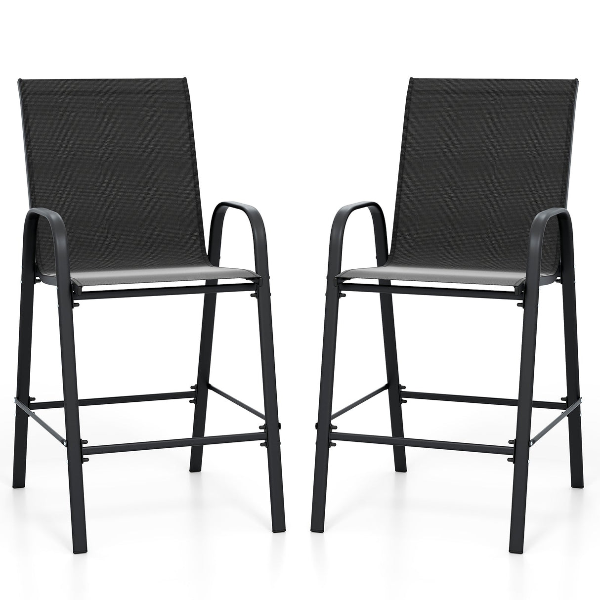 Outdoor Bar Stools Set of 2 29 Inch Fabric Bar Height Stools with Armrests