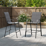 Outdoor Bar Stools Set of 2 29 Inch Fabric Bar Height Stools with Armrests