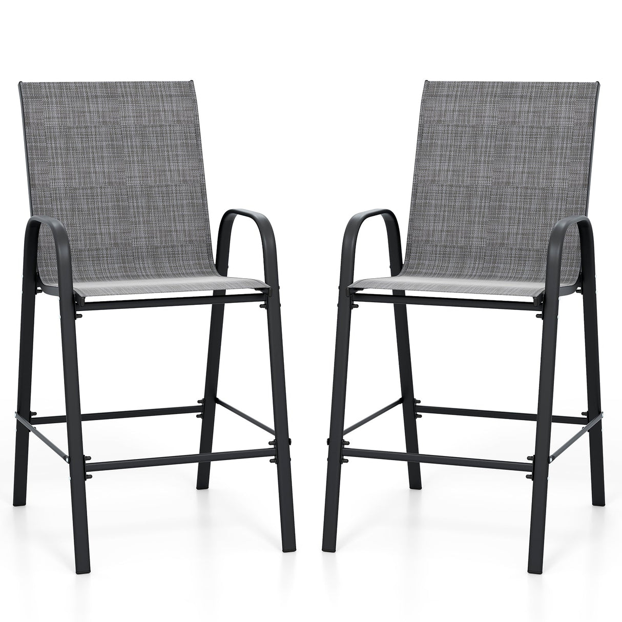 Outdoor Bar Stools Set of 2 29 Inch Fabric Bar Height Stools with Armrests