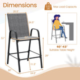 Outdoor Bar Stools Set of 2 29 Inch Fabric Bar Height Stools with Armrests